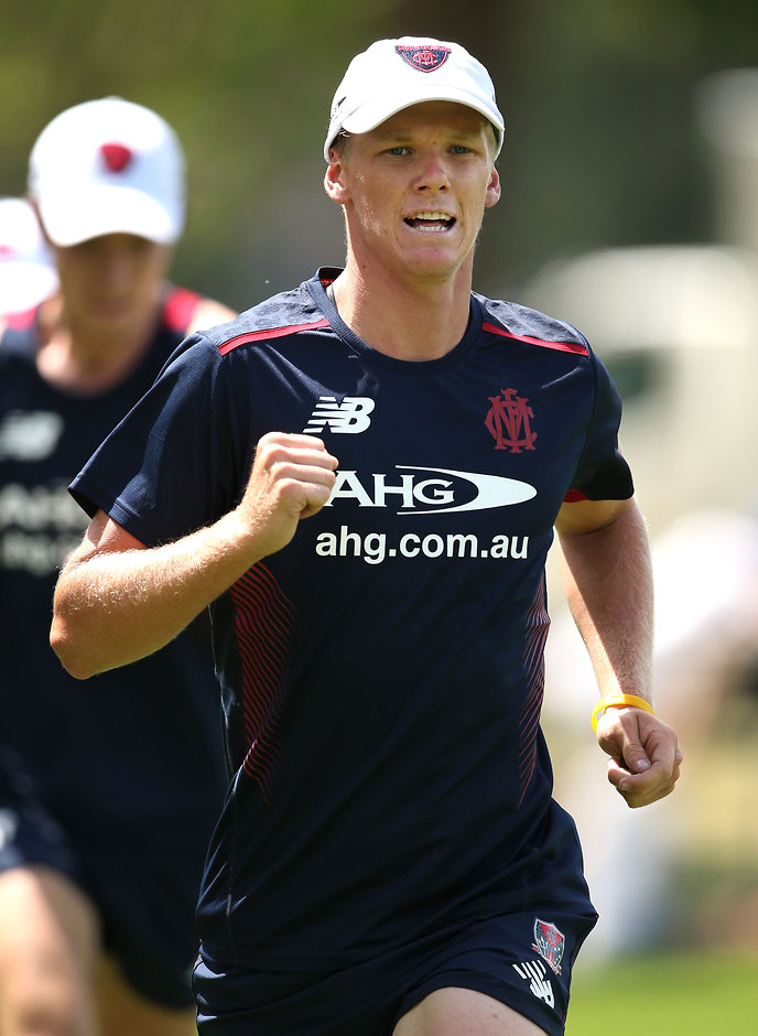 AFL 2015 Training - Melbourne 301115 MELBOURNE, AUSTRALIA - NOVEMBER 30: Josh Wagner of the Demons runs laps during the Melbourne Demons training session at Gosch's Paddock, Melbourne on November 30, 2015. (Photo: Adam Trafford/AFL Media)